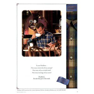 1994 Pendleton Flannel Shirt Vintage Print Ad Coffeseshop Coffee House Wall Art